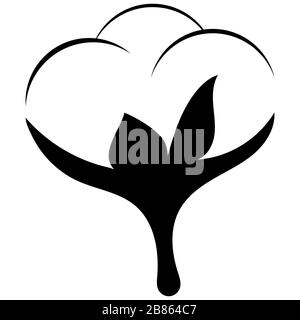 Icône de couleur noire de fleur de coton isolée sur fond blanc. Illustration de Vecteur