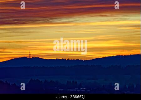 Teufelsmauer Harz bei Blankenburg im Sonnenuntergang Banque D'Images