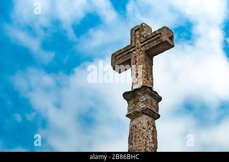 Croix de pierre en Galice, Espagne Banque D'Images