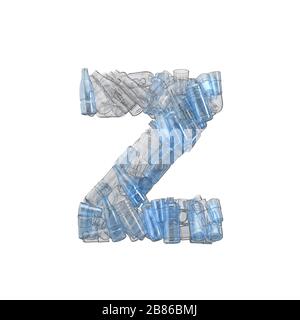 Lettre Z en bouteilles de plastique. Police de recyclage du plastique. Rendu 3D Banque D'Images