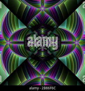 Rendu tridimensionnel de carreau de fond en plastique avec motif fractal coloré abstrait gaufré Banque D'Images