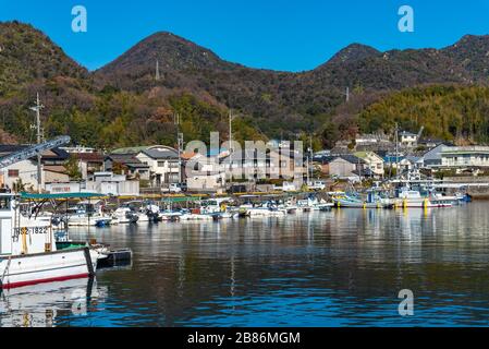 Port Kuba, un petit port de pêche local à OTake City, préfecture d'Hiroshima, Japon Banque D'Images