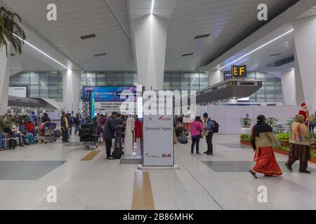 New Delhi, Inde - 28 décembre 2019 : kiosque d'enregistrement en libre-service au terminal 3 de l'aéroport Indra Gandhi de New Delhi en Inde Banque D'Images