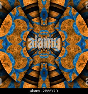 Rendu tridimensionnel de carreau de fond en plastique avec motif fractal coloré abstrait gaufré Banque D'Images