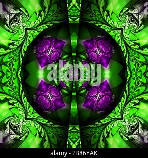 Rendu tridimensionnel de carreau de fond en plastique avec motif fractal coloré abstrait gaufré Banque D'Images