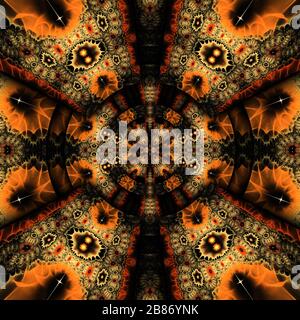 Rendu tridimensionnel de carreau de fond en plastique avec motif fractal coloré abstrait gaufré Banque D'Images