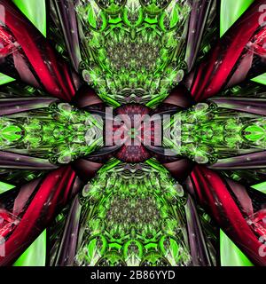 Rendu tridimensionnel de carreau de fond en plastique avec motif fractal coloré abstrait gaufré Banque D'Images