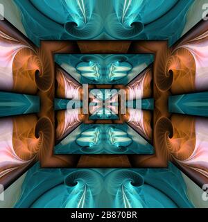 Rendu tridimensionnel de carreau de fond en plastique avec motif fractal coloré abstrait gaufré Banque D'Images