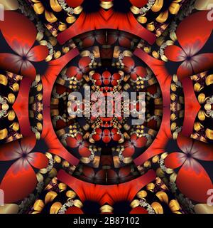 Rendu tridimensionnel de carreau de fond en plastique avec motif fractal coloré abstrait gaufré Banque D'Images