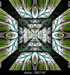 Rendu tridimensionnel de carreau de fond en plastique avec motif fractal coloré abstrait gaufré Banque D'Images