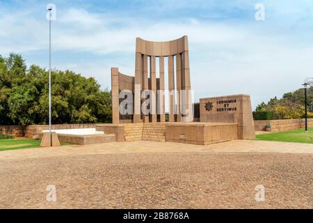 Mémorial des officiers de police de la sa dans le parc des bâtiments de l'Union à Pretoria, Afrique du Sud Banque D'Images