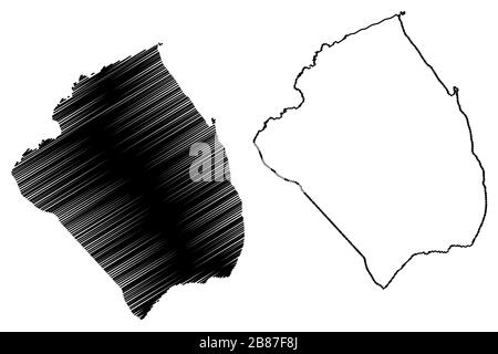 Illustration vectorielle de la carte de la région d'Obock (République de Djibouti, Corne de l'Afrique, golfe d'Aden), esquisse de griffonnage carte d'Obock Illustration de Vecteur