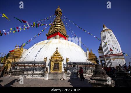 Swayambhunath Stupa aka Monkey Temple à Katmandou, au Népal Banque D'Images