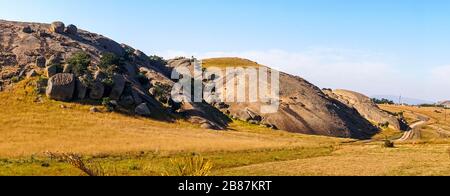 Beau paysage vallonné de petit pays africain appelé Eswatini Banque D'Images