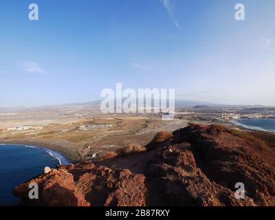 La Tejita, Tenerife, Espagne: Vue du Mont Roja sur l'île Banque D'Images