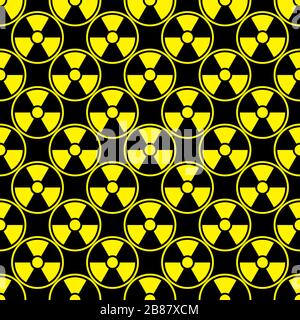 Emblème de radioactivité danger icône d'alimentation fond noir jaune Illustration de Vecteur