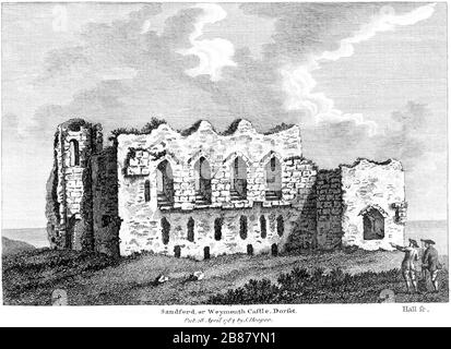 Plan de Sandford ou du château de Weymouth, Dorset a numérisé à haute résolution à partir d'un livre publié en 1784. Considéré comme libre de droits d'auteur. Banque D'Images