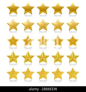 Cinq étoiles dorées brillantes Illustration de Vecteur