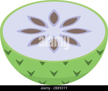 Icône soursop demi-découpe, style isométrique Illustration de Vecteur