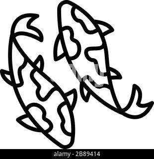 Icône des carpes zen koi, style de contour Illustration de Vecteur