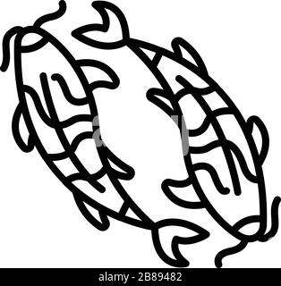 Icône représentant des carpes de koi d'eau, style de contour Illustration de Vecteur
