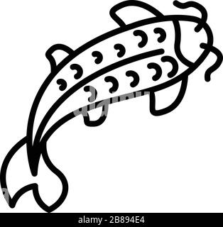 Icône Koi carp, style de contour Illustration de Vecteur