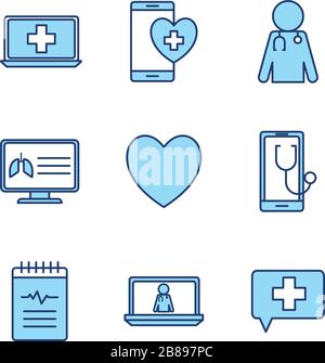 Ligne de santé isolée en ligne et icône de style de remplissage définissent la conception vectorielle Illustration de Vecteur