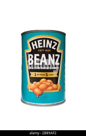 Heinz Beanz TiN sur fond blanc isolé Banque D'Images