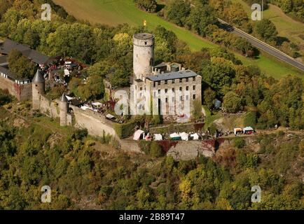 , Château de Pyrmont à Roes, 25.09.2011, vue aérienne, Allemagne, Rhénanie-Palatinat, Roes Banque D'Images