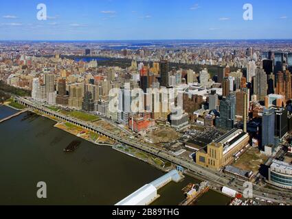 , Upper West Side district de Manhattan entre Central Park et les rives de la rivière Hudson, 12.04.2009, vue aérienne, États-Unis, New York City Banque D'Images