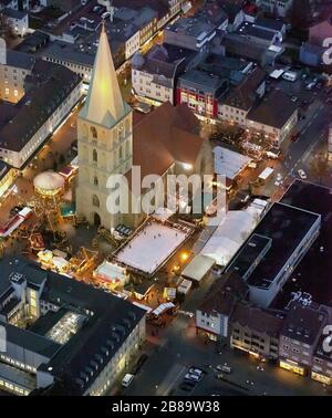 , photo nocturne de l'église Pauluskirche à Hamm, 22.11.2011, vue aérienne, Allemagne, Rhénanie-du-Nord-Westphalie, région de la Ruhr, Hamm Banque D'Images