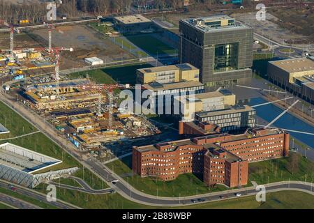 , site de construction au quartier ThyssenKrupp, 12.01.2013, vue aérienne, Allemagne, Rhénanie-du-Nord-Westphalie, région de la Ruhr, Essen Banque D'Images