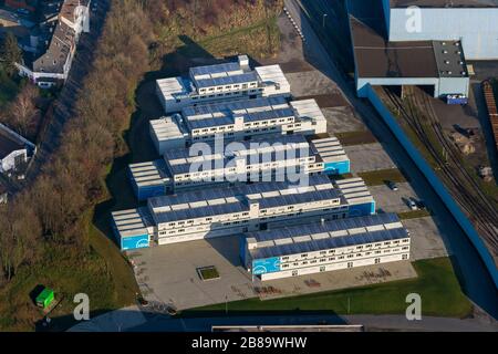 , Containers of the Hochschule Ruhr West, HRW, 18.01.2013, vue aérienne, Allemagne, Rhénanie-du-Nord-Westphalie, région de la Ruhr, Muelheim/Ruhr Banque D'Images