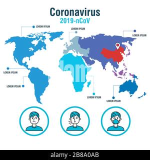 infographie covid 19 avec carte du monde et médecins Illustration de Vecteur