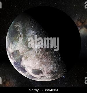 Concept de l'espace extérieur avec terre, lune et étoiles. Éléments de cette image fournie par la NASA. Banque D'Images