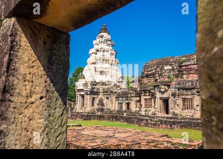 Prasat Phanom WAN Historical Park, Nakhon ratchasima, Thaïlande. Construit à partir de grès à l'époque des Khmers anciens Banque D'Images