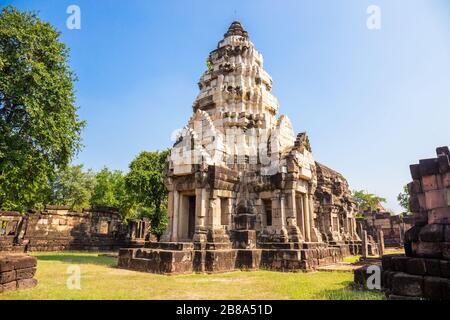 Prasat Phanom WAN Historical Park, Nakhon ratchasima, Thaïlande. Construit à partir de grès à l'époque des Khmers anciens Banque D'Images