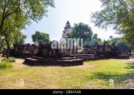 Prasat Phanom WAN Historical Park, Nakhon ratchasima, Thaïlande. Construit à partir de grès à l'époque des Khmers anciens Banque D'Images