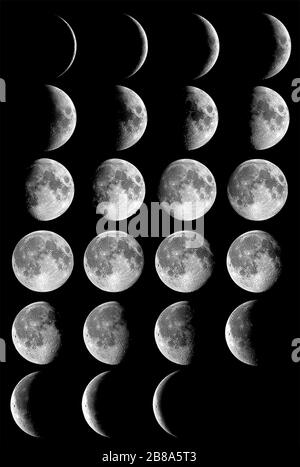 Phases lunaires (lunar). Éléments de cette image fournie par la NASA. Banque D'Images