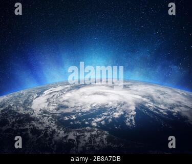 Concept de l'espace extérieur avec terre, lune et étoiles. Éléments de cette image fournie par la NASA. Banque D'Images