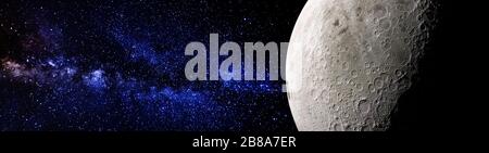 Concept de l'espace extérieur avec terre, lune et étoiles. Éléments de cette image fournie par la NASA. Banque D'Images