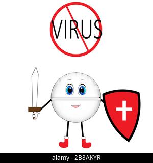 antibiotique gagner corona virus caricature covid 19 Illustration de Vecteur