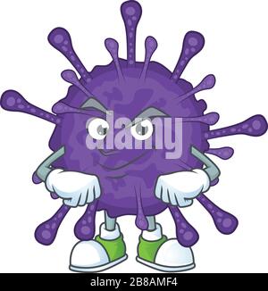 Une icône de mascotte coronavirinae avec un geste confiant Illustration de Vecteur