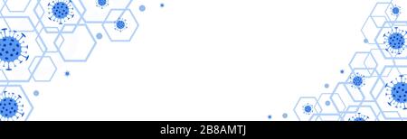 Roman Coronavirus 2019-nCoV. Virus Wuhan, infection virale. Bannière Web avec cellules virus Corona. Style de contour linéaire. Illustration vectorielle. Illustration de Vecteur