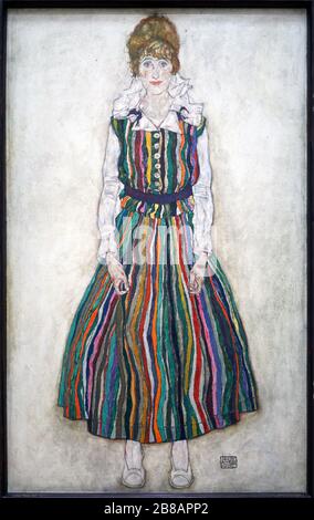 Portrait d'Edith (la femme de l'artiste) 1915 par Egon Schiele (1890 –1918) peintre autrichien. Banque D'Images