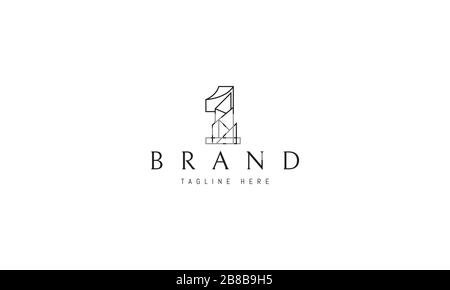 Logo vectoriel sur lequel l'image abstraite du numéro un sous la forme d'une maison. Illustration de Vecteur