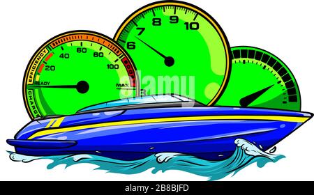 Bateau de course. Vue de dessus. Illustration vectorielle. Appliquer avec des ombres réalistes. Illustration de Vecteur