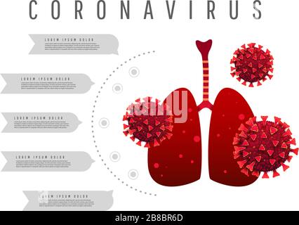 concept d'infection des poumons et des cellules de coronavasur humains. Virus Wuhan Corona. Roman covid 19 coronavirus texte. Illustration de Vecteur