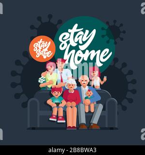 Restez à la maison et restez en sécurité Illustration de Vecteur