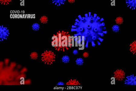Éclosion de coronavirus, Covid-19, concept de microbiologie et de virologie. Image 3D Banque D'Images
